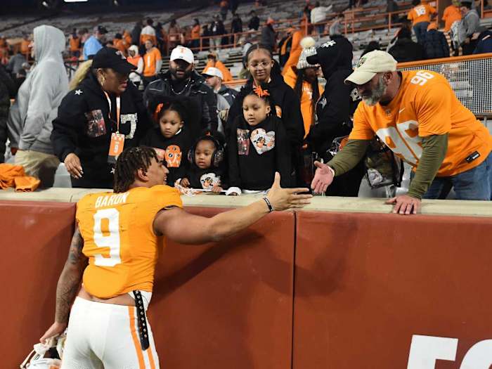 Former Tennessee Volunteers DE Tyler Baron after the win over Vanderbilt. (Photo by Saul Young of theNews Sentinel)